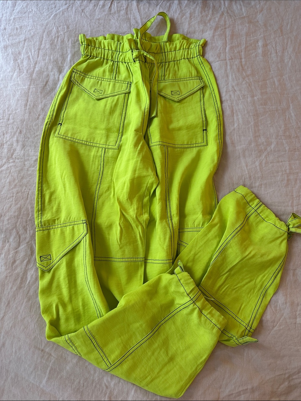 Neon Lime Utility Jogger Pants - women’s Ganni
